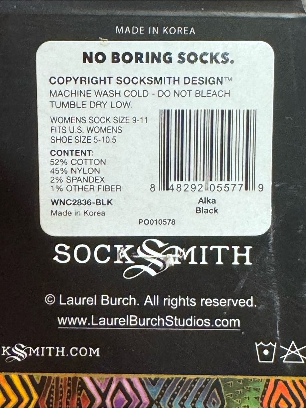 Laurel Burch Alka Graphic Crew Socks Women’s 9-11 Socksmith NWT - Picture 6 of 6